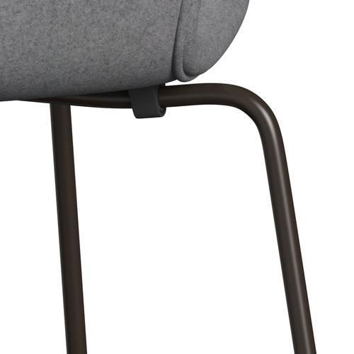 Fritz Hansen 3107 chaise pleine d'ameublement, bronze brun / divina melange stone gris