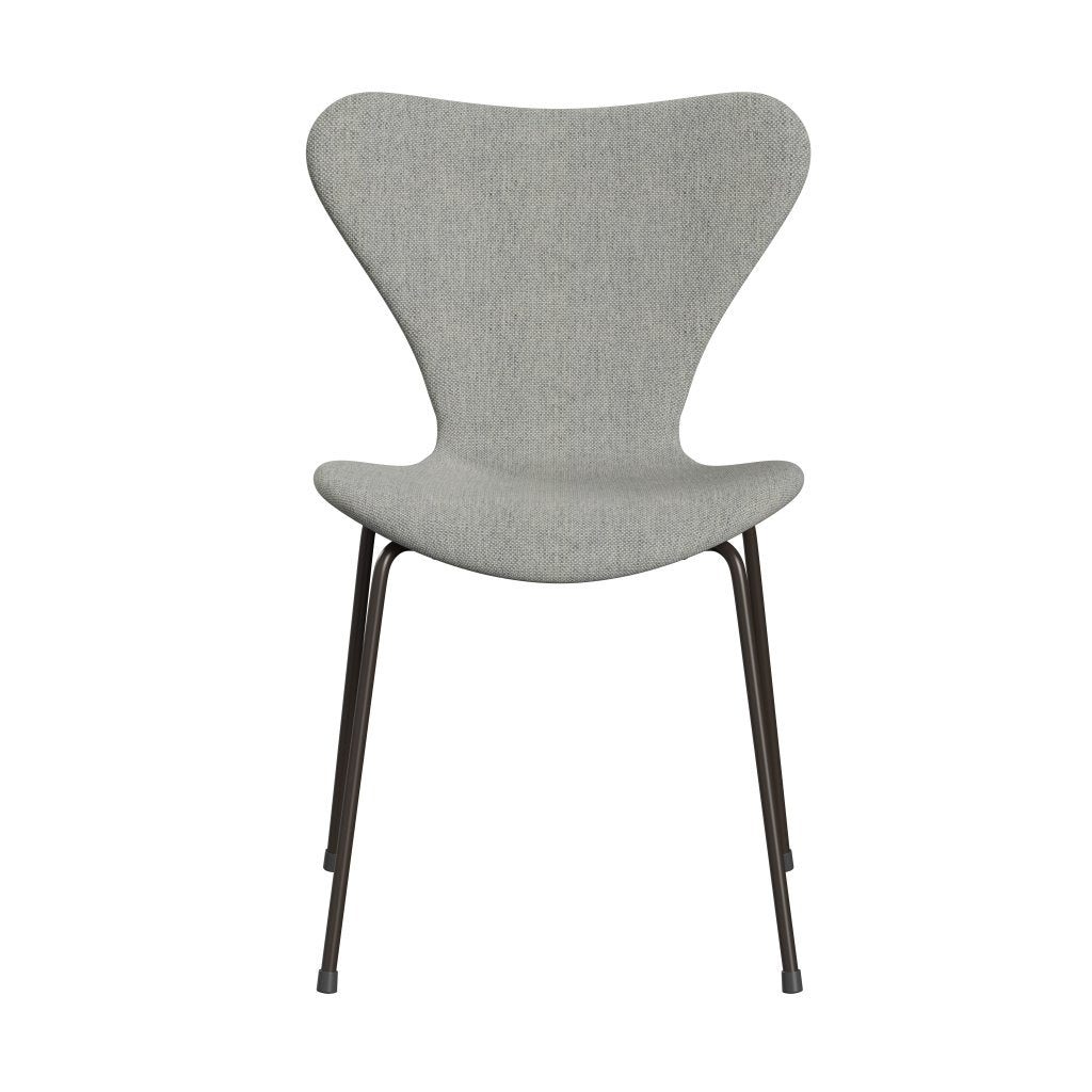 Fritz Hansen 3107 stol fuld polstring, brun bronze/Hallingdal hvid/grå