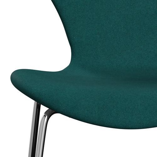 Fritz Hansen 3107 Stuhl Full Polstery, Chrom/Divina Melange Coral Green