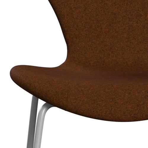 Fritz Hansen 3107 Chair Full Upholstery, Nine Grey/Divina Melange Burnt Orange