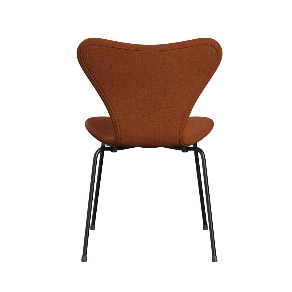 Fritz Hansen 3107 chaise pleine d'ameublement, noir / remix Rust Orange