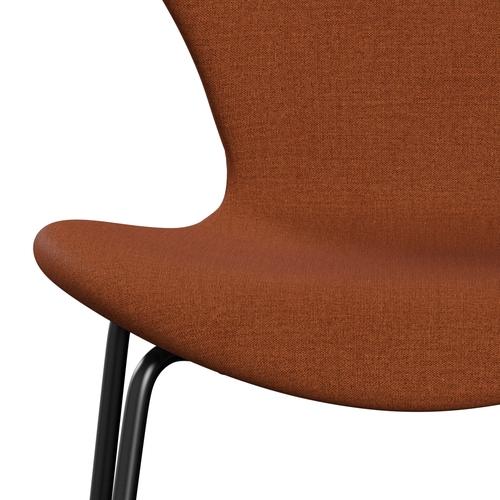 Fritz Hansen 3107 chaise pleine d'ameublement, noir / remix Rust Orange