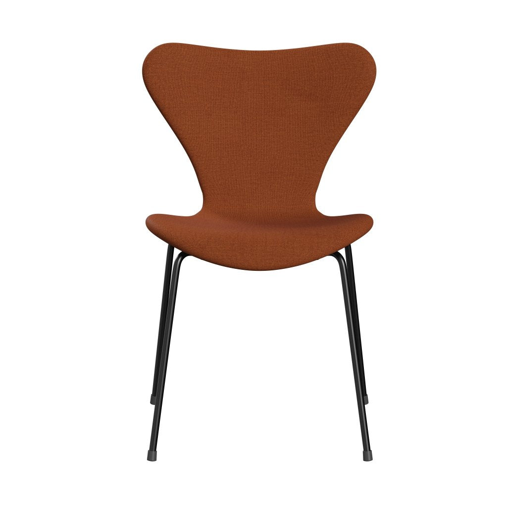 Fritz Hansen 3107 Silla tapicería completa, negro/remezcla de óxido naranja