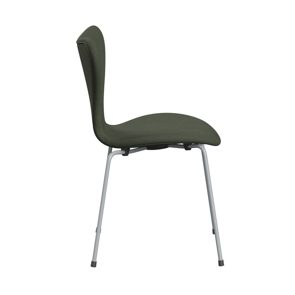 Fritz Hansen 3107 Stol Fuld polstring, sølvgrå/Fiord Olive Green/Medium Green