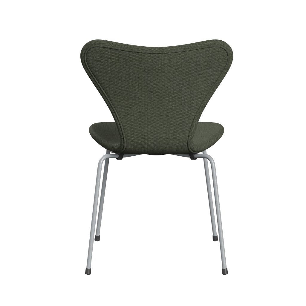 Fritz Hansen 3107 Silla tapicería completa, plateado gris/fiord oliva verde/verde mediano