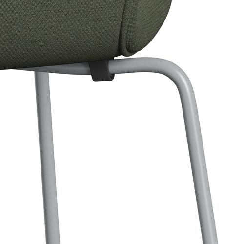 Fritz Hansen 3107 Stol Fuld polstring, sølvgrå/Fiord Olive Green/Medium Green