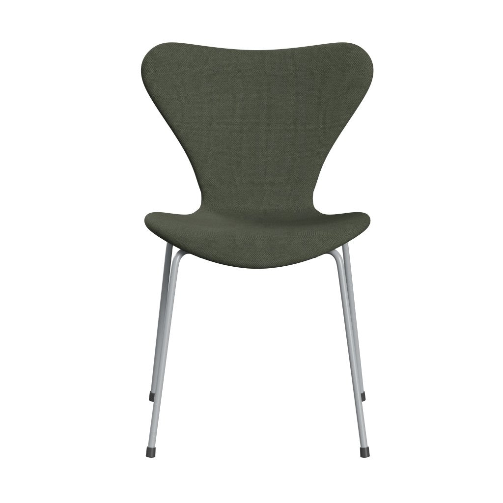 Fritz Hansen 3107 Chair Full Upholstery, Silver Grey/Fiord Olive Green/Medium Green