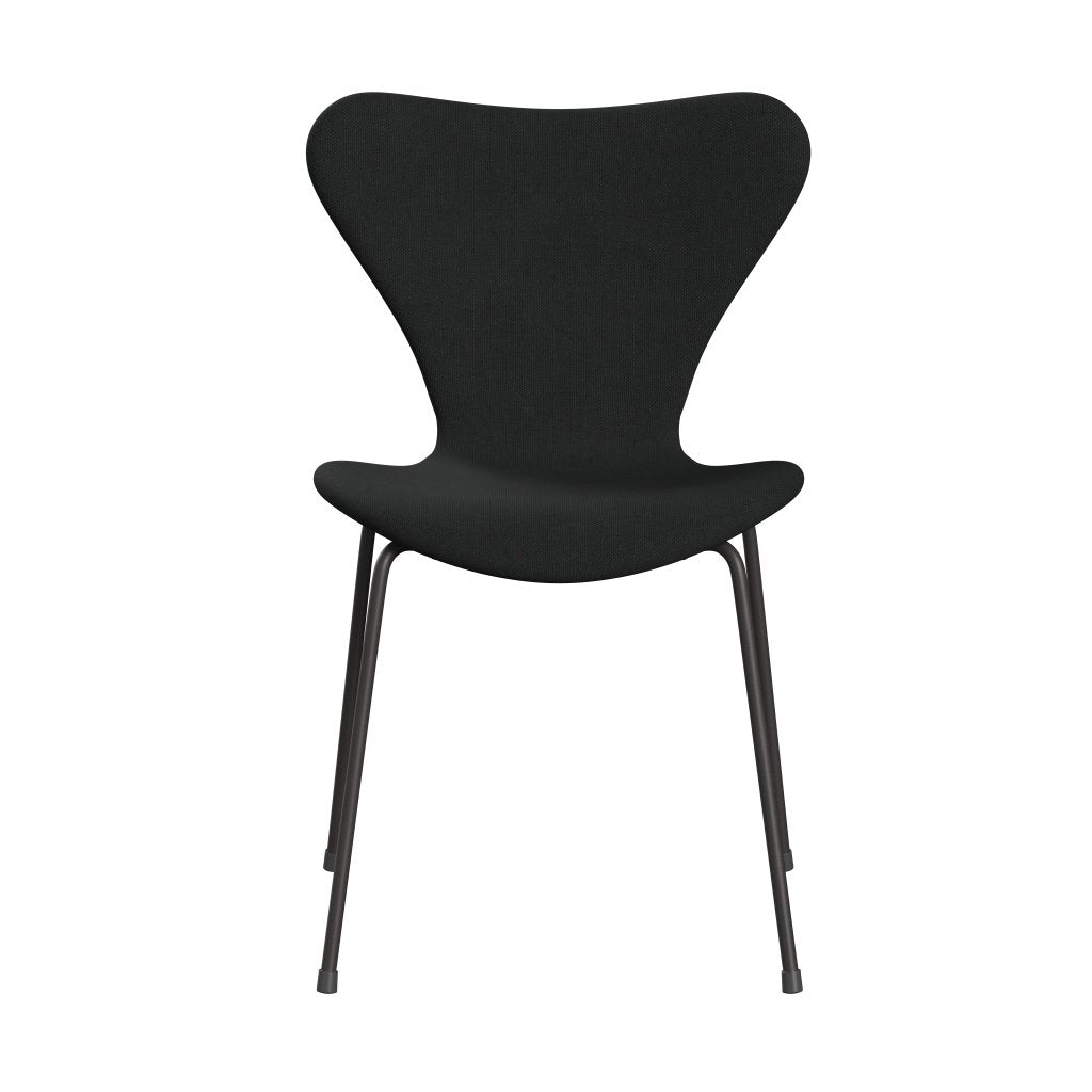 Fritz Hansen 3107 Stuhl Full Polster, warmes Graphit/Stahlcut dunkelbraun (STI380)