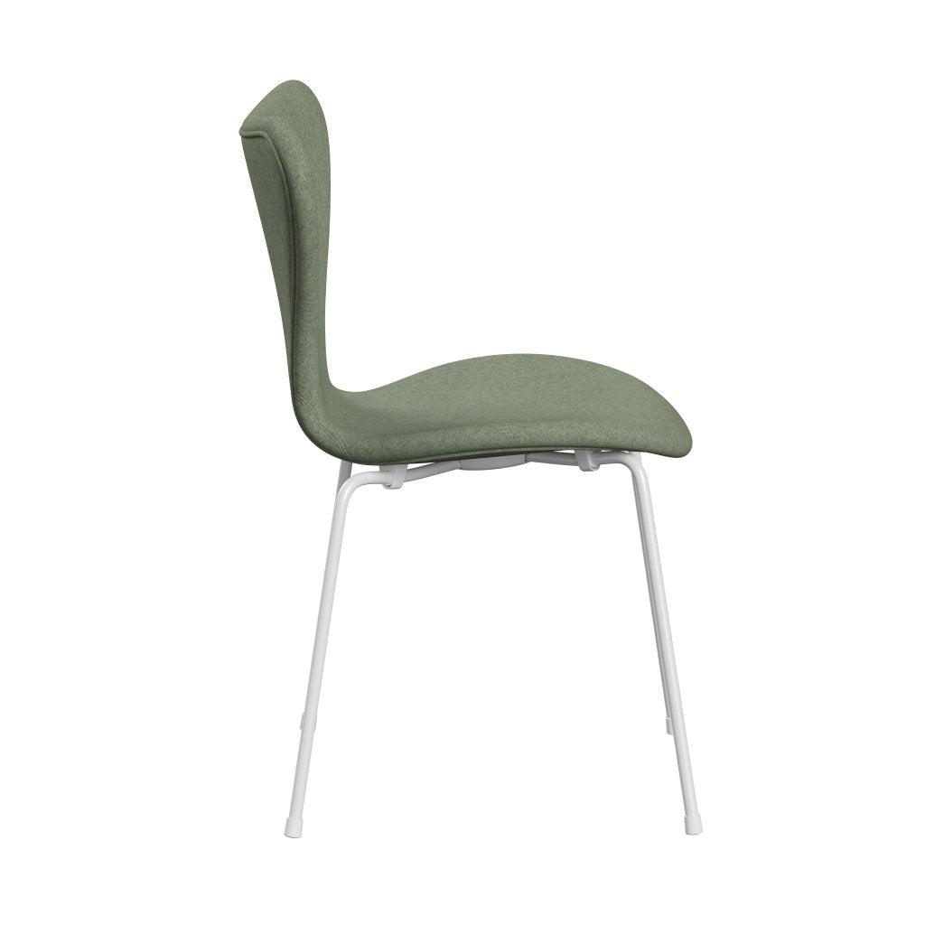 Fritz Hansen 3107 Stol Fuld polstring, White/Divina Melange Light Green