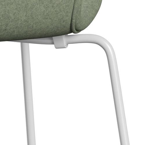 Fritz Hansen 3107 Chair Full Upholstery, White/Divina Melange Light Green