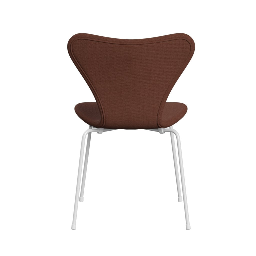 Fritz Hansen 3107 stol full klädsel, vit/stålcut medium brun