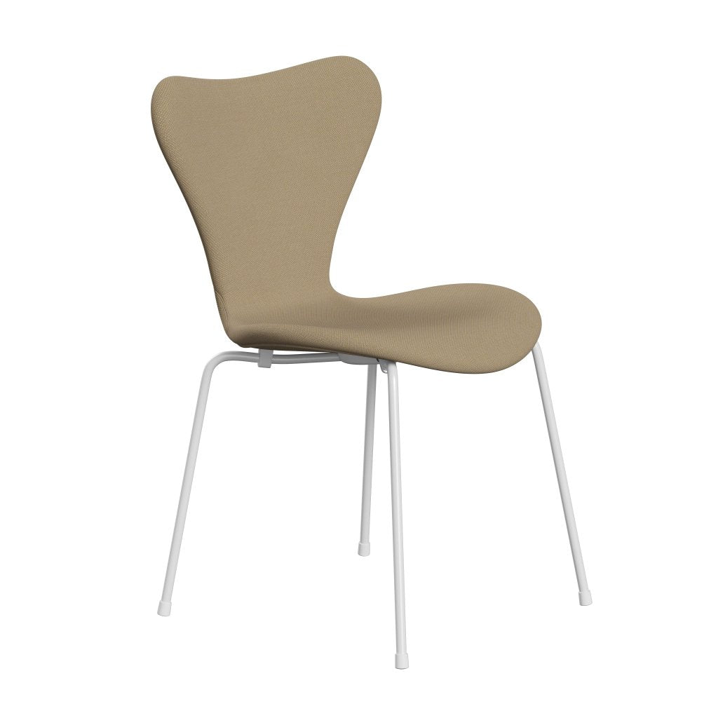 Fritz Hansen 3107 Stuhl Vollbeziegele, weiß/stahlcut trio weichgelb