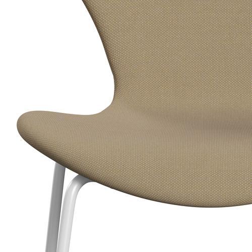 Fritz Hansen 3107 Stuhl Vollbeziegele, weiß/stahlcut trio weichgelb