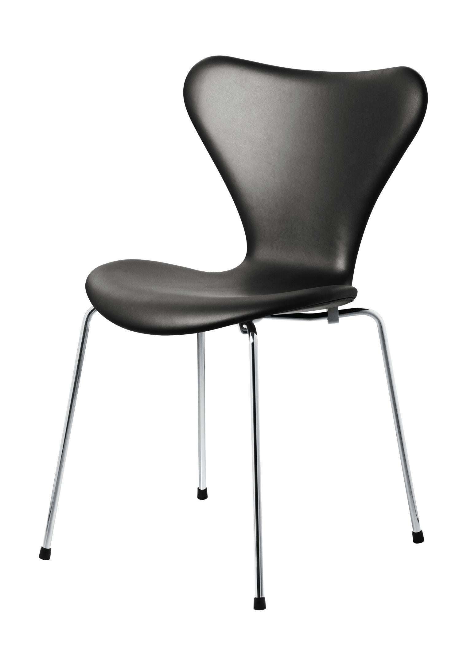 Fritz Hansen Series 7 stol helt klädt läder, mjuk svart