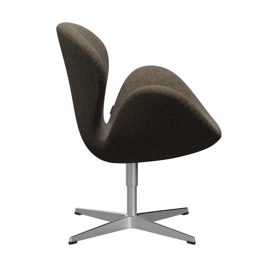 Fritz Hansen Swan Lounge Chair, Satin Brushed Aluminium/Hallingdal Brown/Grey