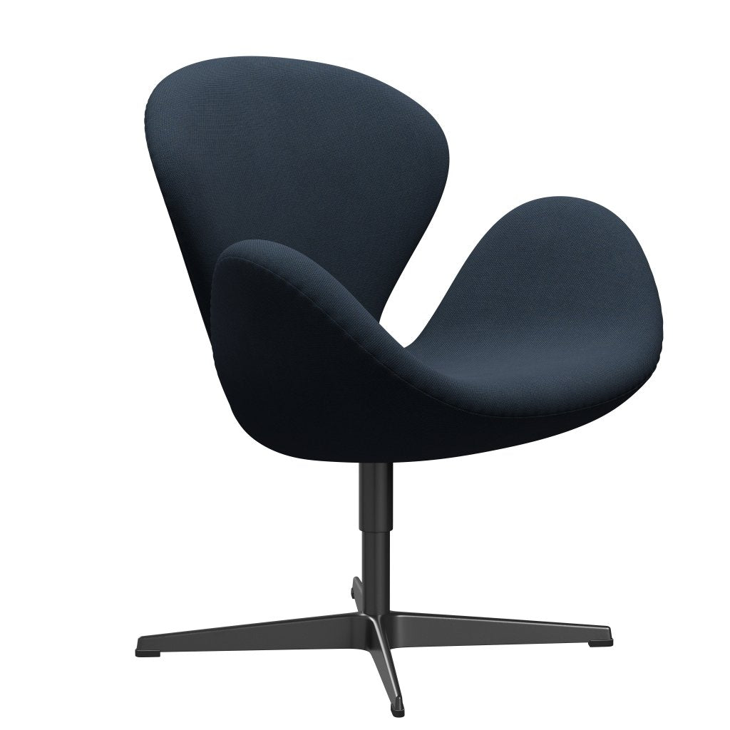 Chaise salon Swan Fritz Hansen, Black Lacquered / Steelcut Trio Blow bleu