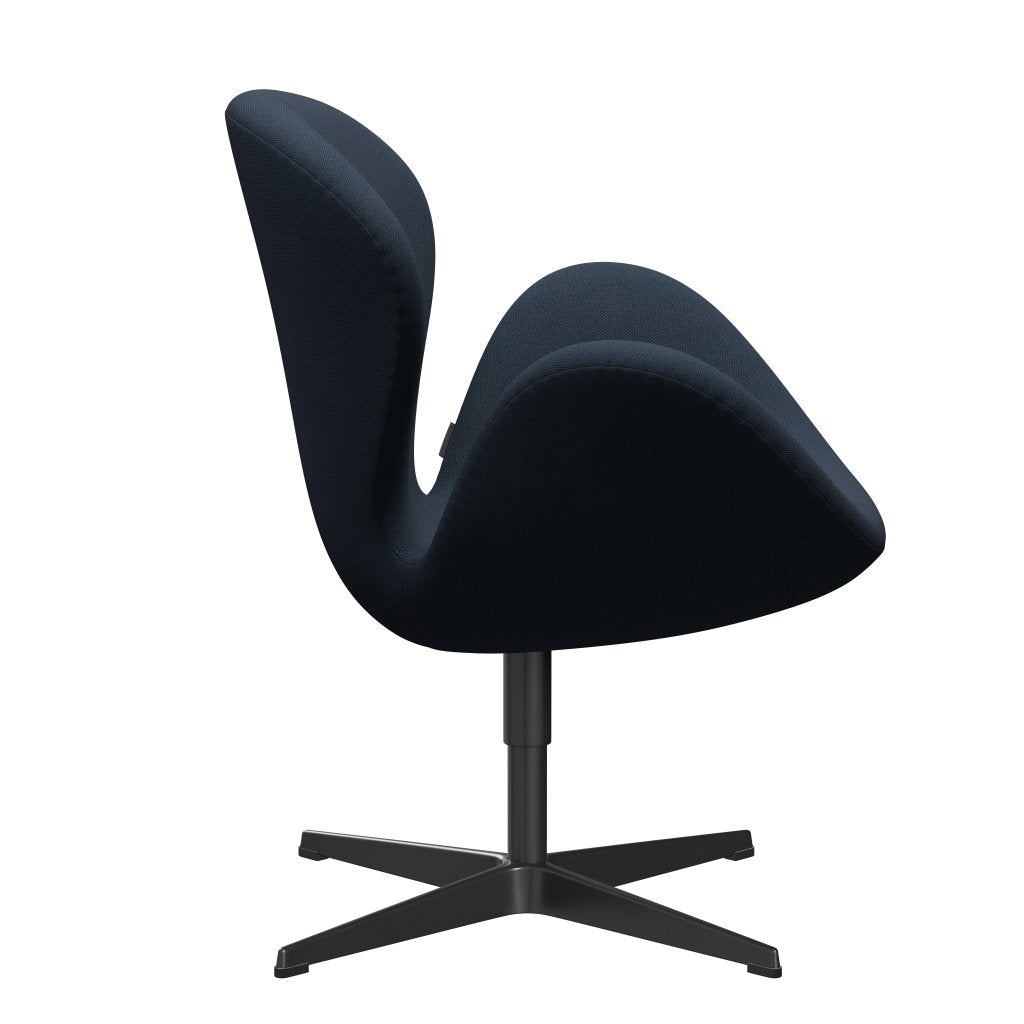 Chaise salon Swan Fritz Hansen, Black Lacquered / Steelcut Trio Blow bleu