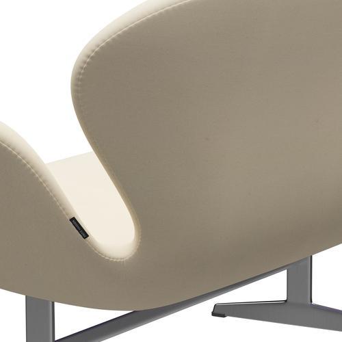 Fritz Hansen Swan canapé 2 places, aluminium brossé en satin / Divina blanc