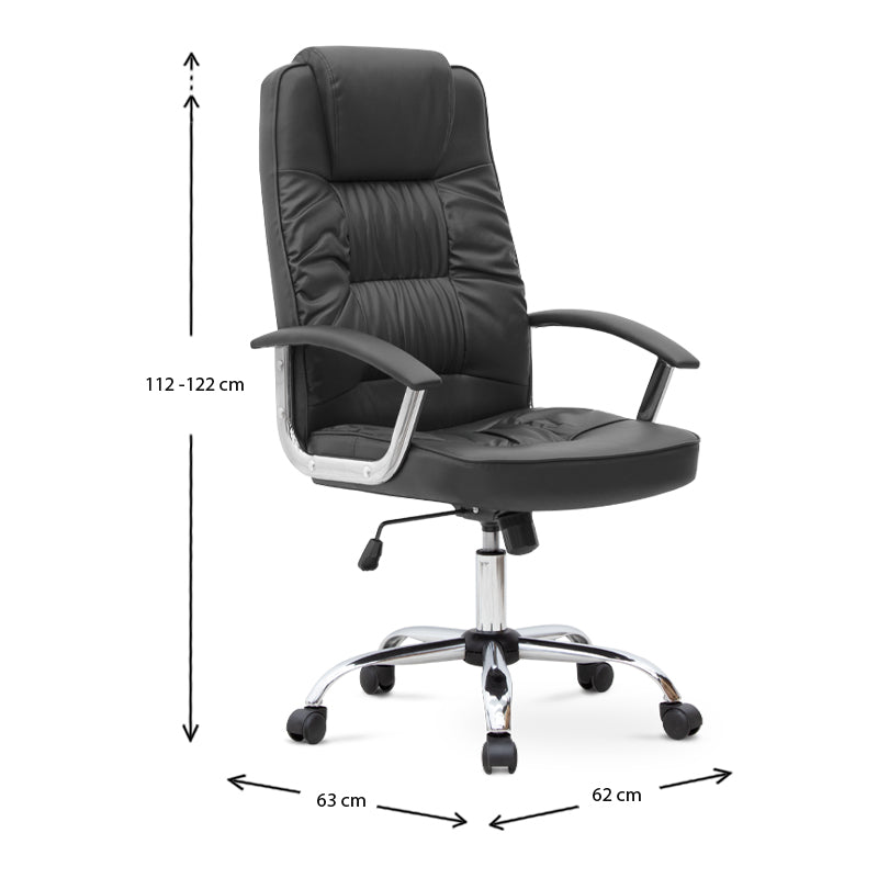 Office Chair Arlene PU Leder Black 62x63x112/122 cm