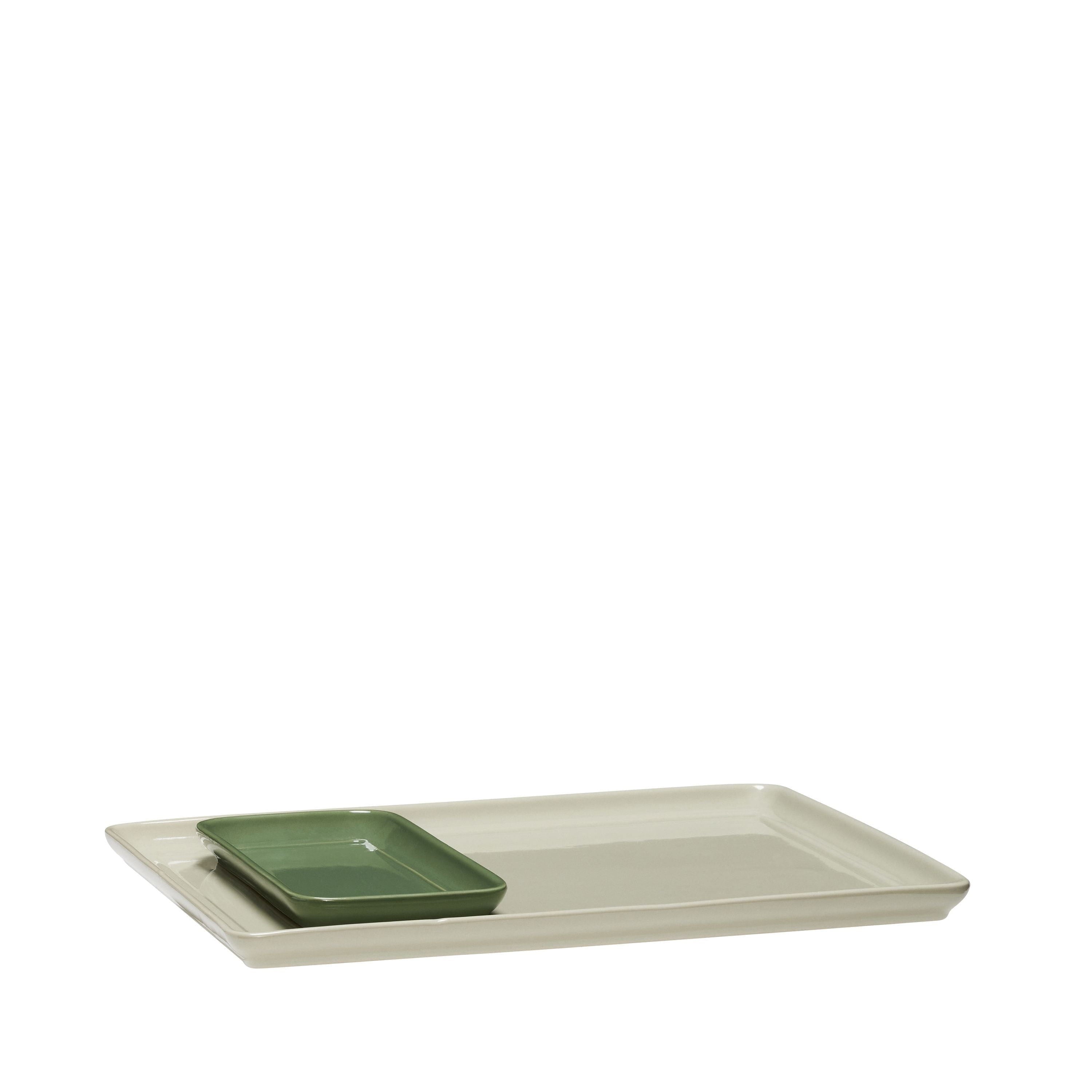 Hübsch Amare Tray Set Of 2, Sand/Green