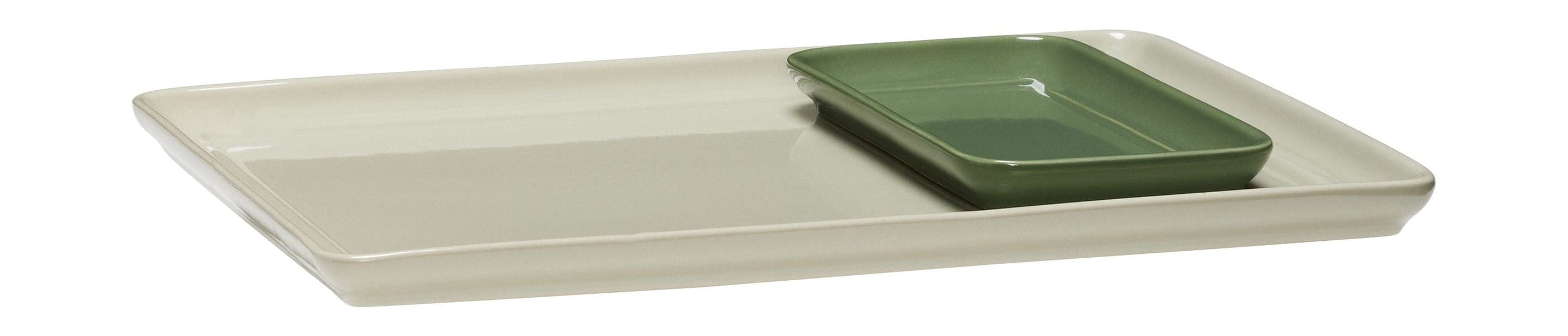 Hübsch Amare Tray Set Of 2, Sand/Green