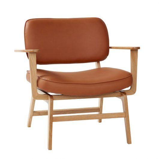 Hübsch Haze Lounge Chair Mikrofaser/Eiche FSC Oeko Tex Natural/Brown
