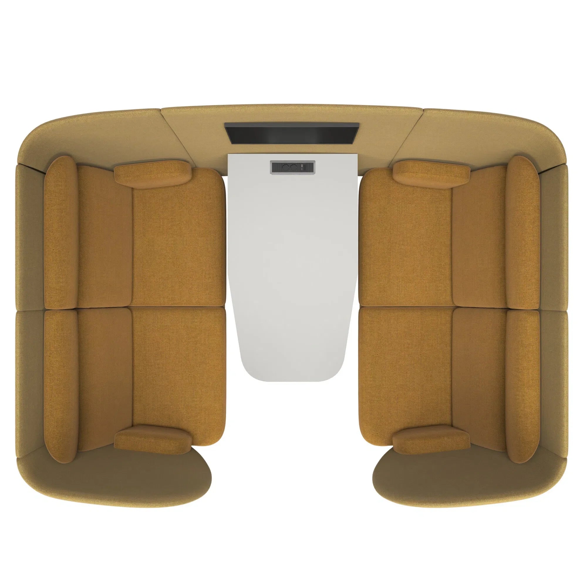 Fritz Hansen Plenum Cabin 4-zits bank met tafel en tv-mount, wool Golden Geel/Safron opnieuw