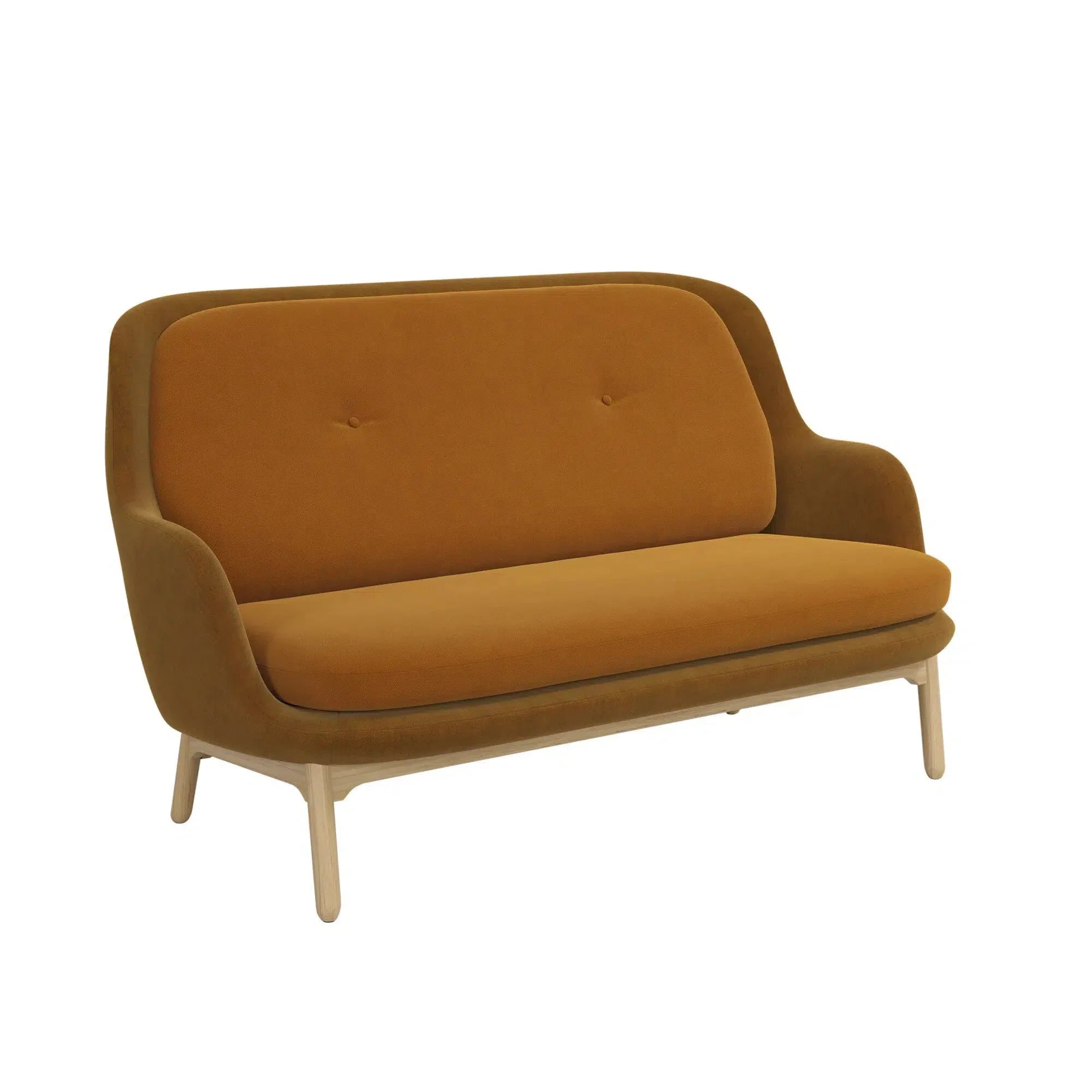 Fritz Hansen Fran JH150MU 2-Sitzer-Sofa, goldener Ocker/verbranntes Gelb