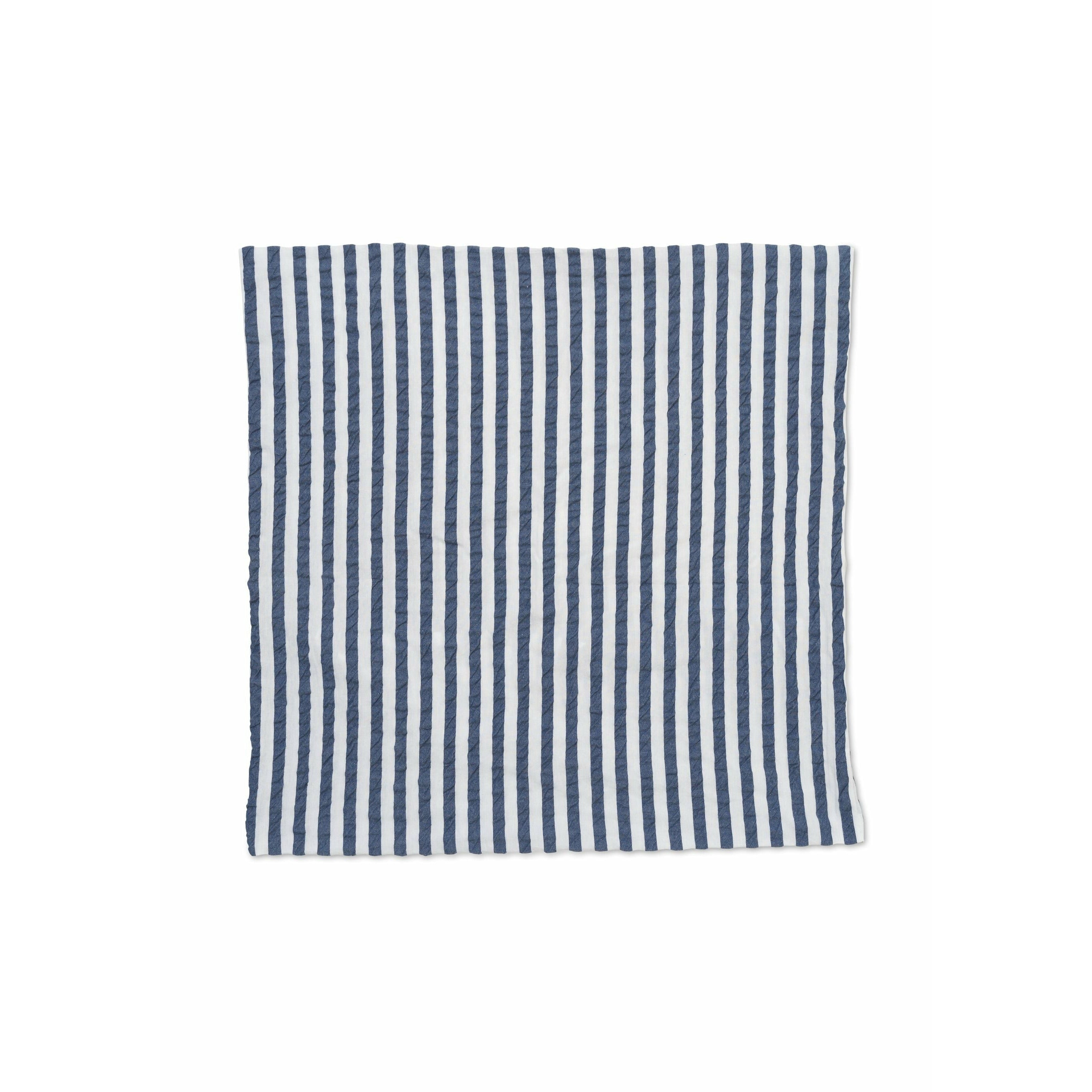 Juna Bæk & Bølge linjer Pillowcase 63x60 cm, mørkeblå/hvid
