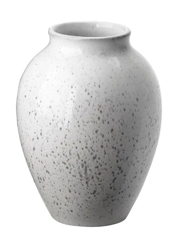 Knabstrup Keramik Jarrón H 12,5 cm, blanco/gris