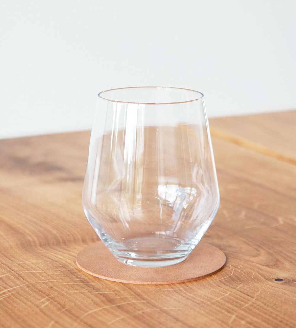 Lind DNA Circle en verre couvre-coaster nupo en cuir, naturel