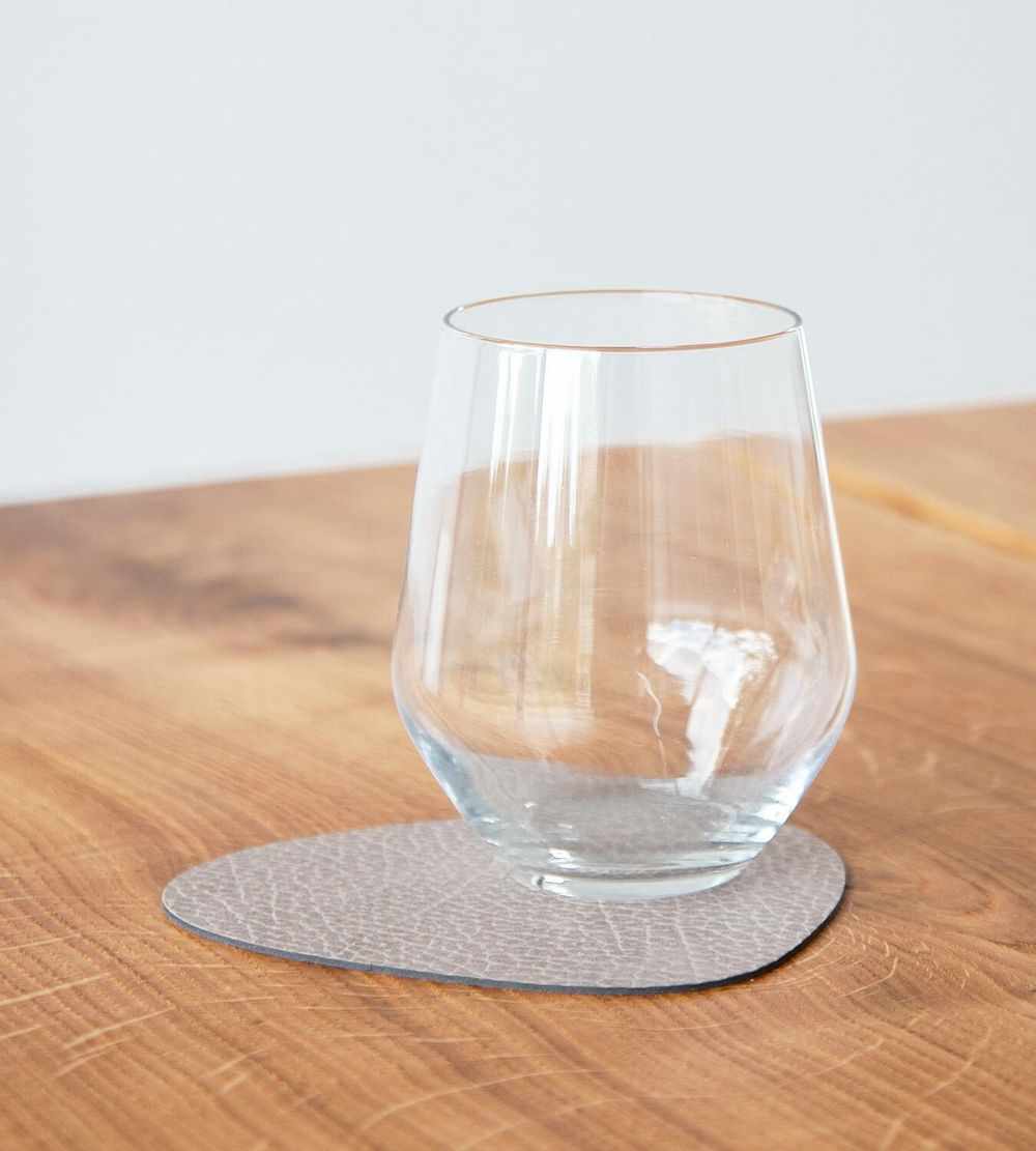 Lind Curve Curve Glass Coaster cuero, gris cálido