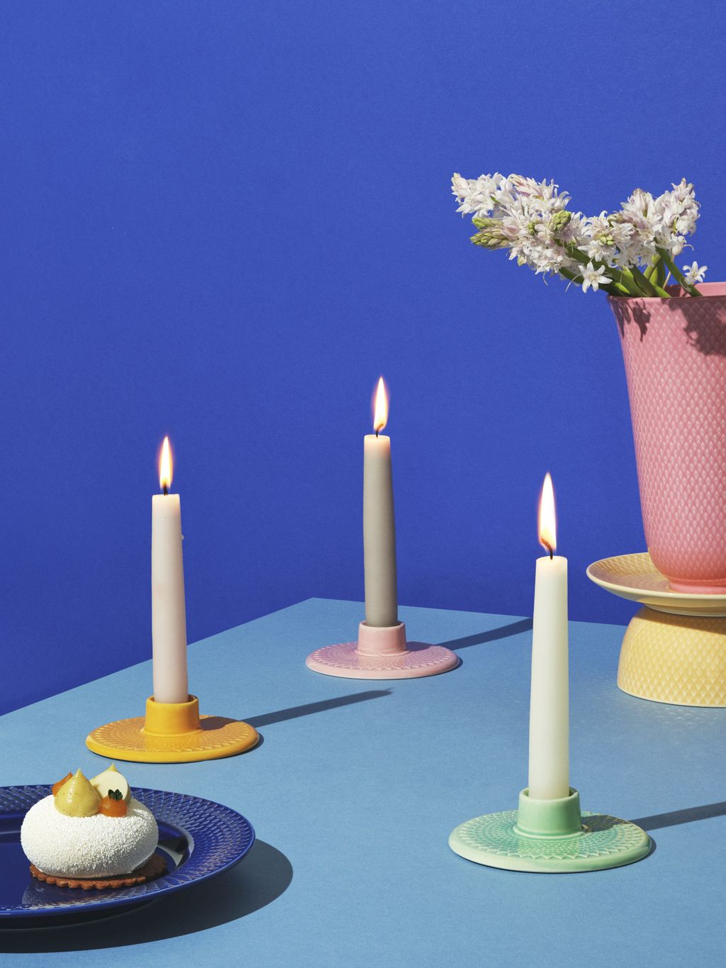 Lyngby Porcelæn Rhombe Color Candlestick H3 CM, Amarillo