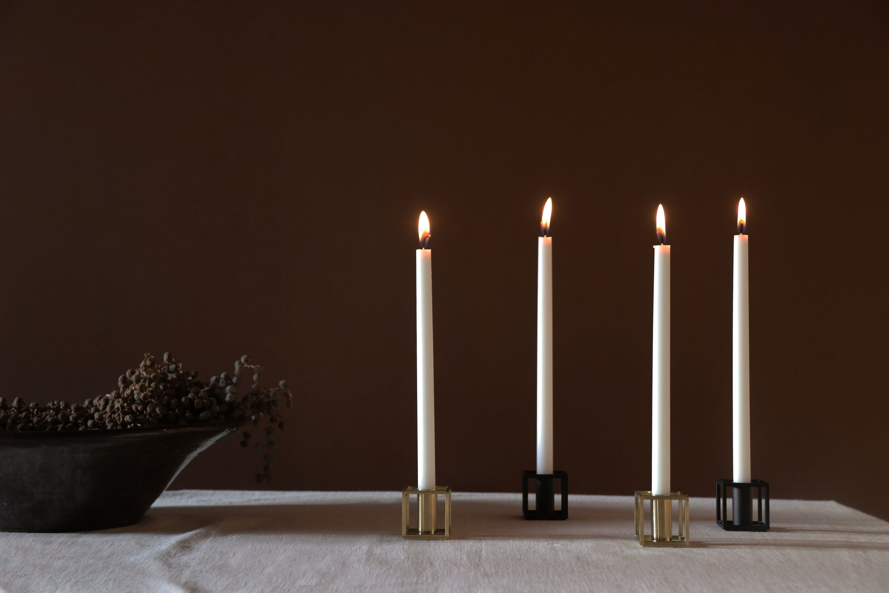 Audo Copenhagen Kubus 1 Candle Holder, Burnished Copper