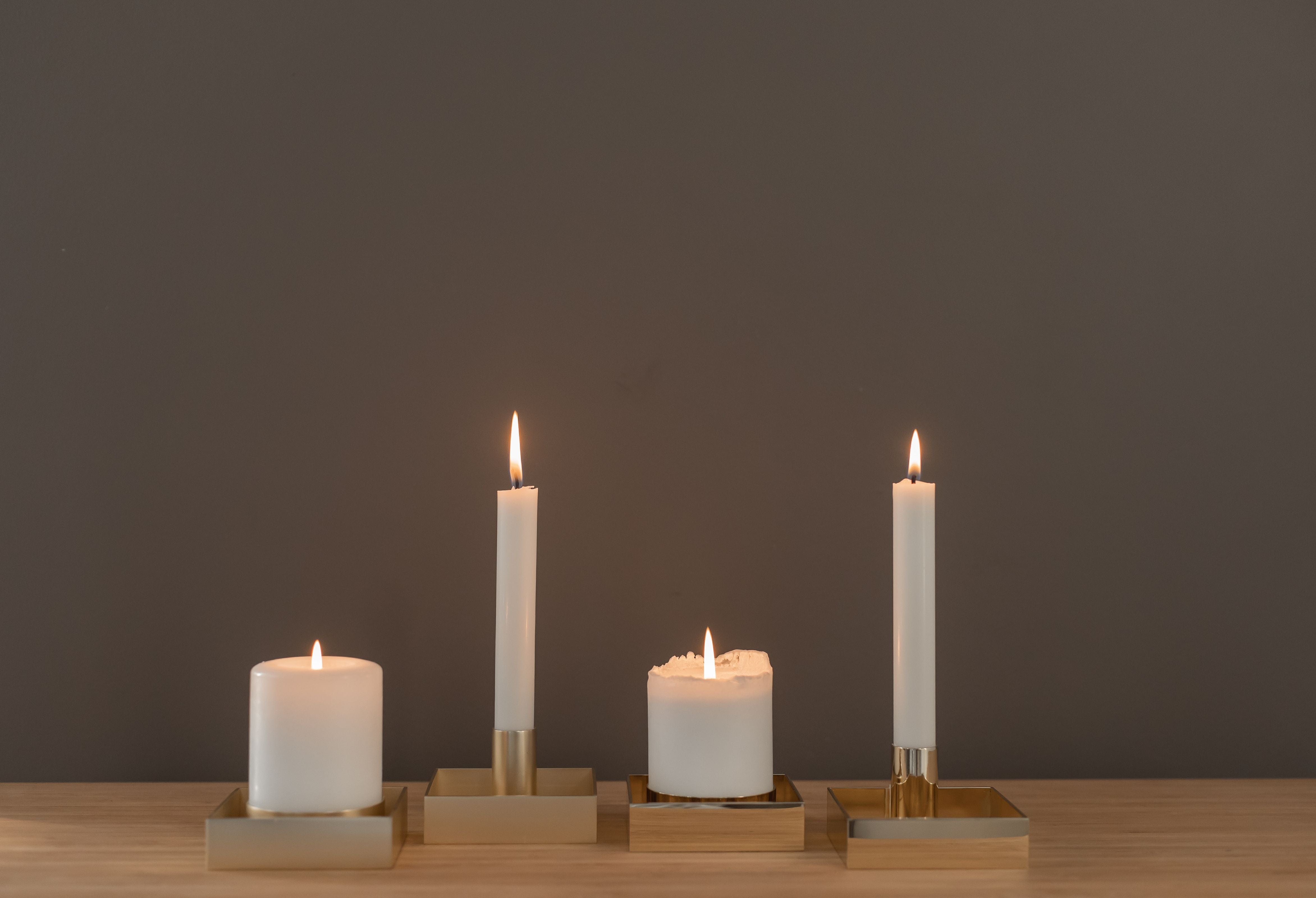 Malling Living Edge Block Candlestick, børstet messing