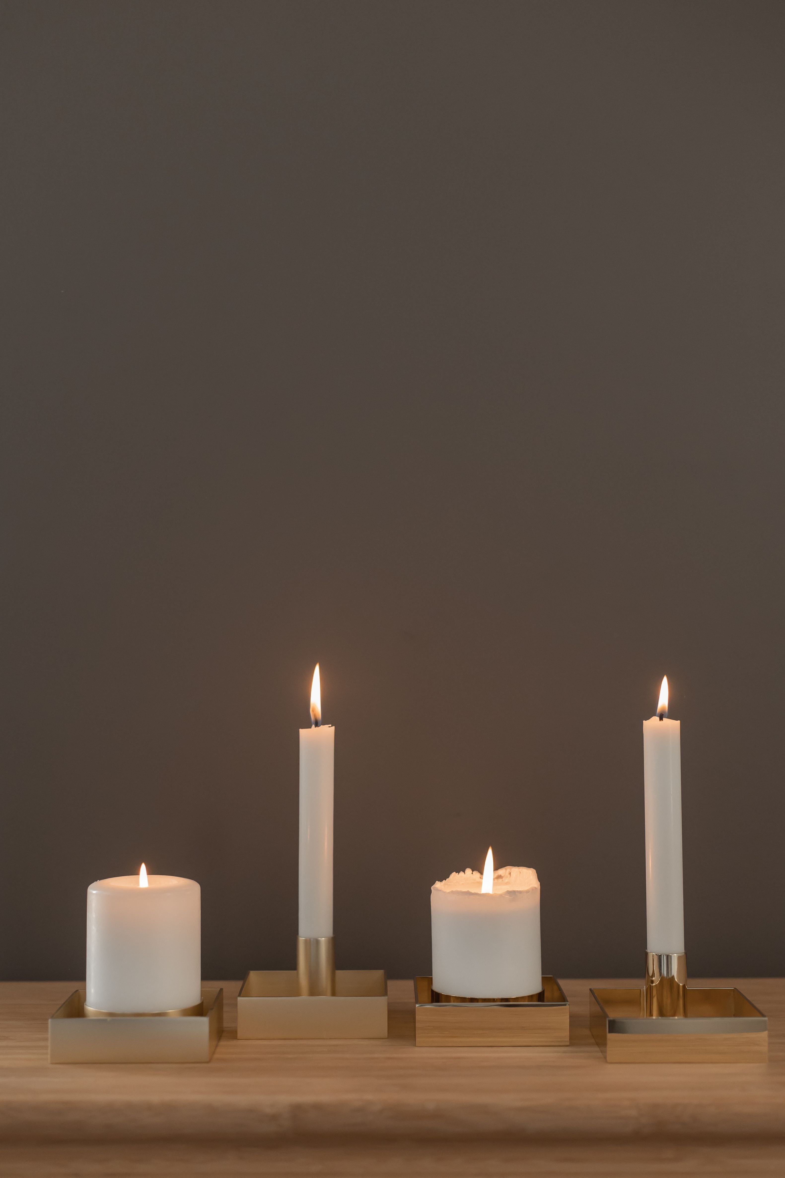 Malling Living Edge Block Candlestick, laiton brossé