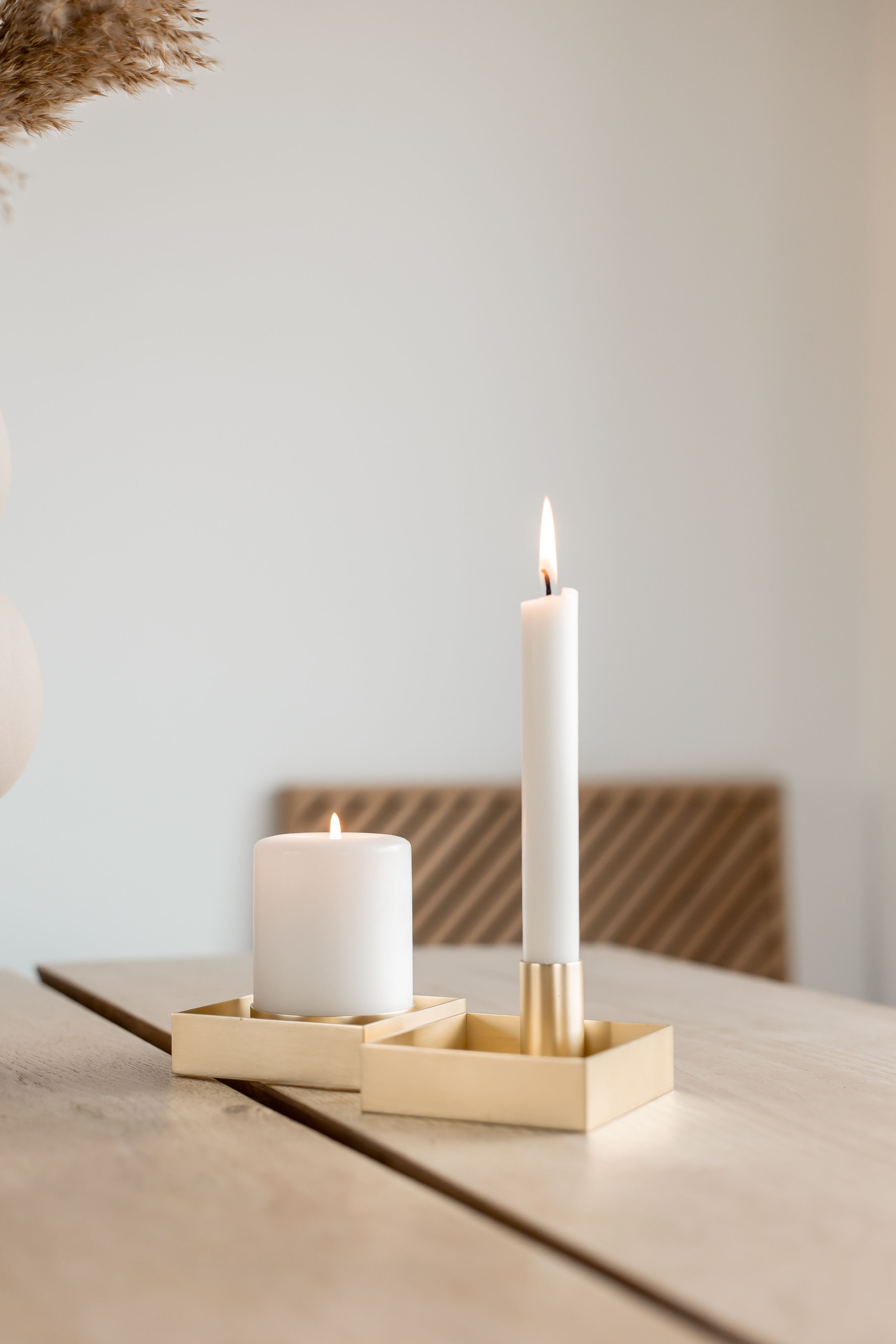 Malling Living Edge Block Candlestick, børstet messing