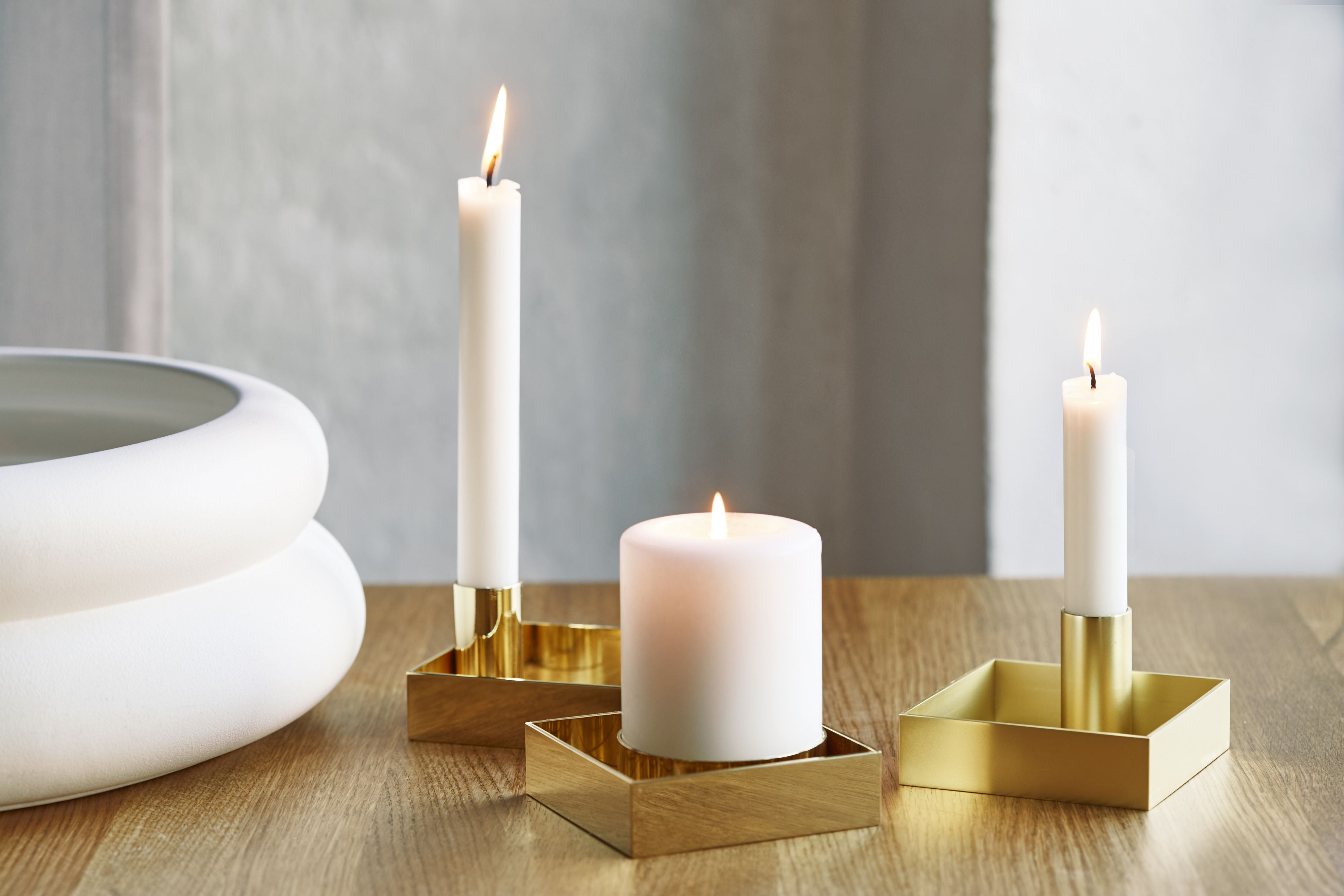 Malling Living Edge Block Candlestick, børstet messing