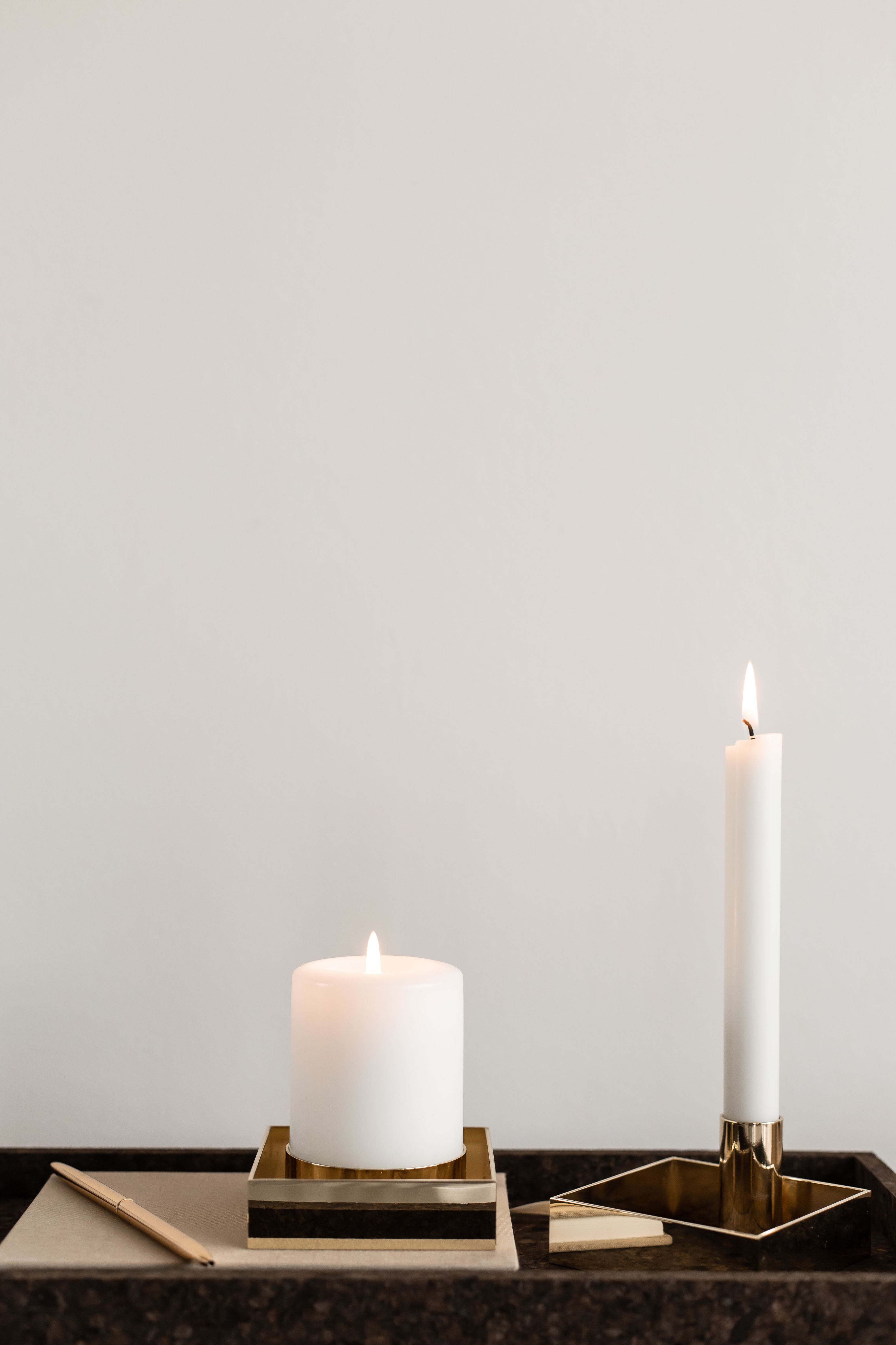 Malling Living Edge Block Candlestick, børstet messing