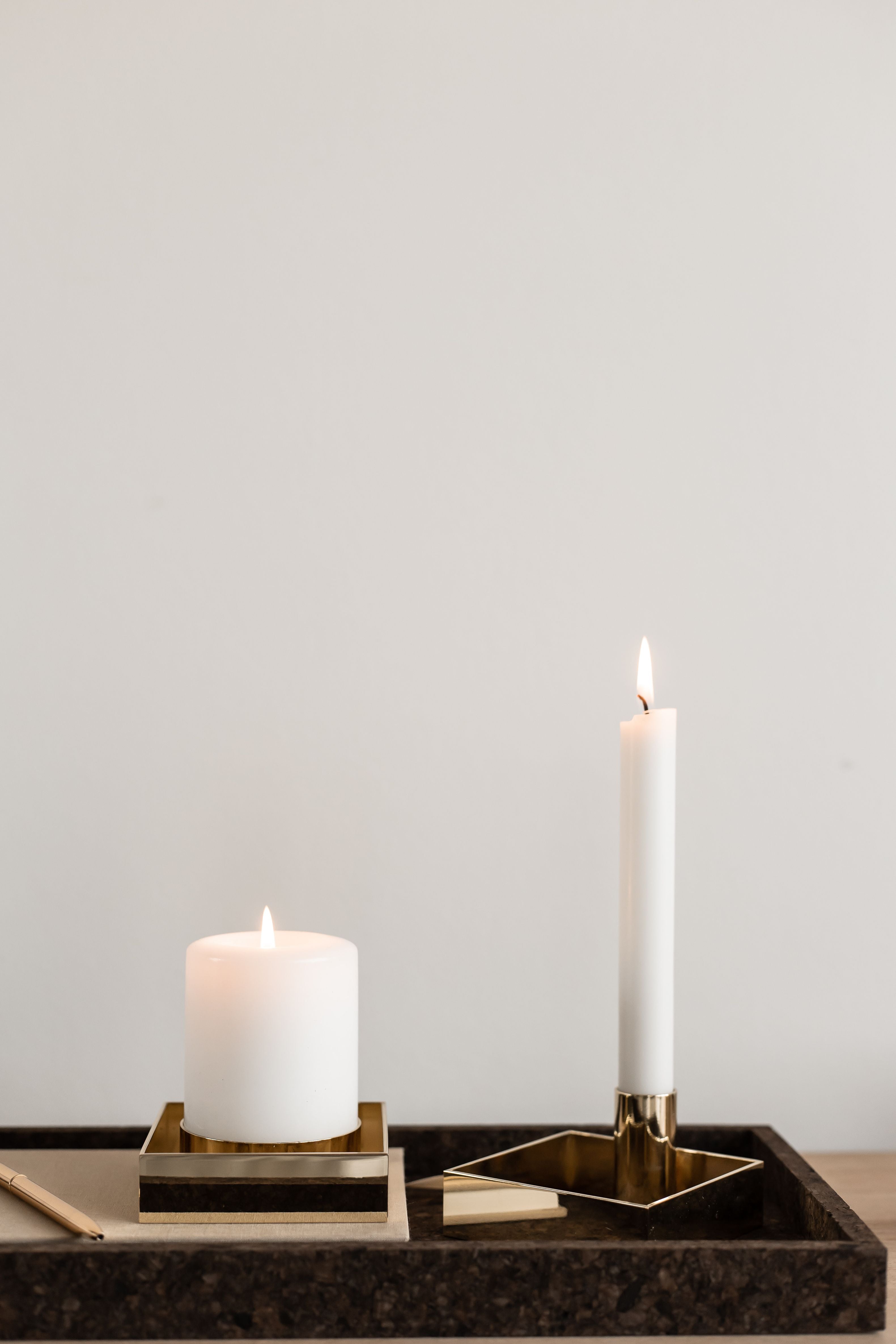 Malling Living Edge Block Candlestick, laiton brossé