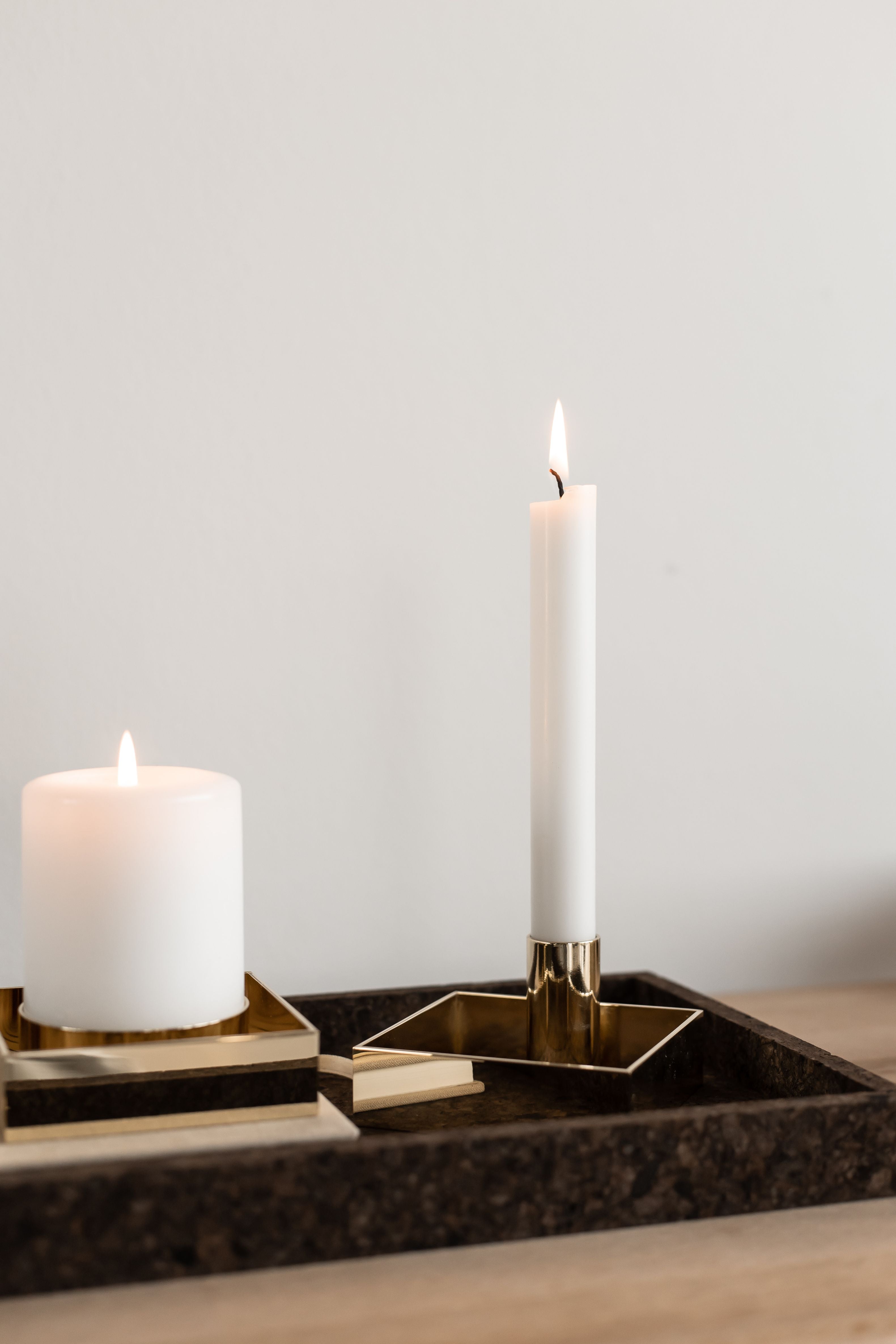 Malling Living Edge Block Candlestick, laiton brossé