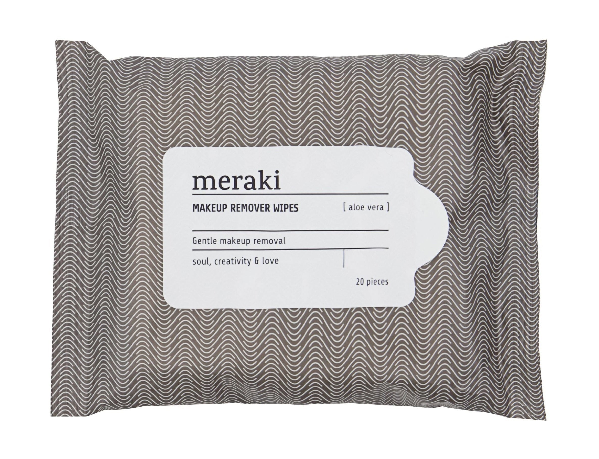 Meraki Makeup Remover Wipes Aloe Vera 20 PCS., Gris chaud / blanc