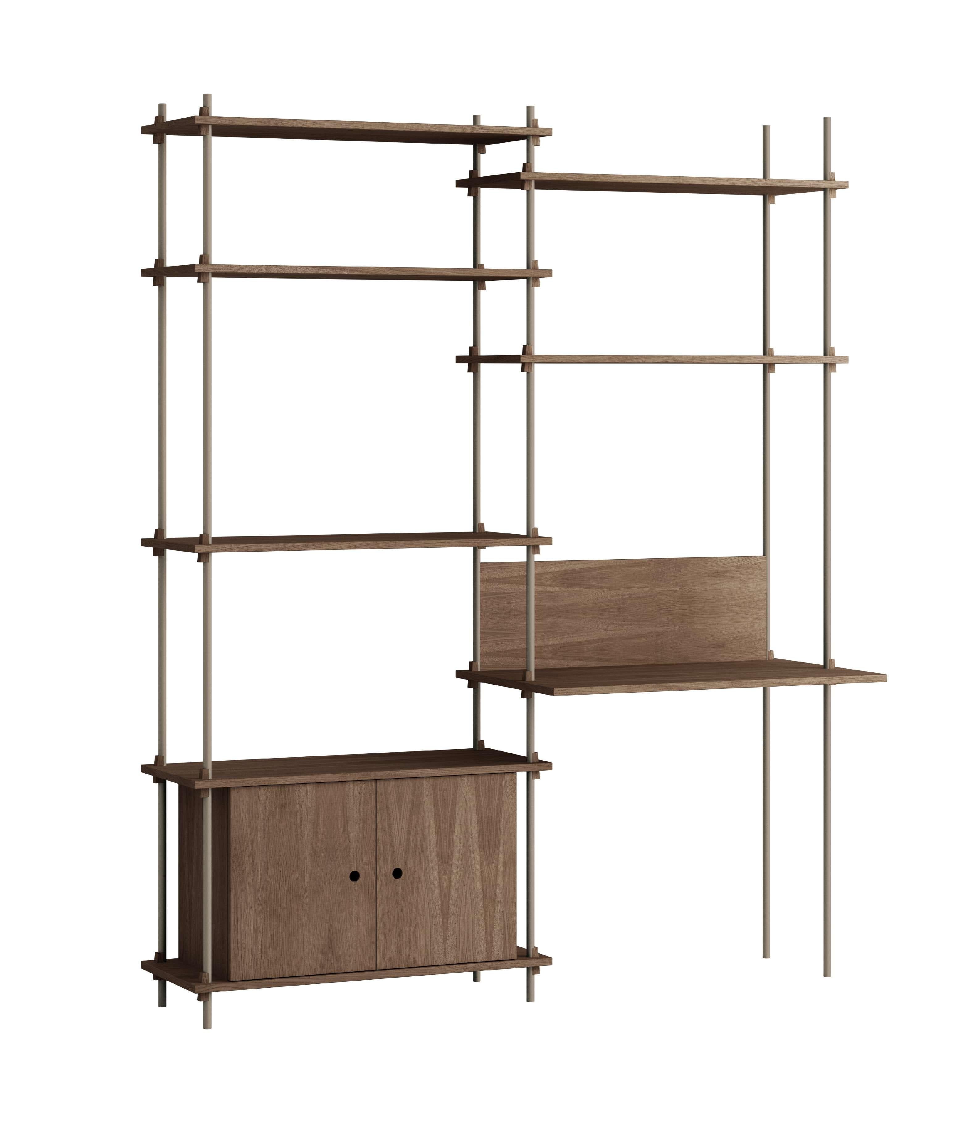 Moebe Shelving System S.200.2.E, Smoked Oak/Warm Grey