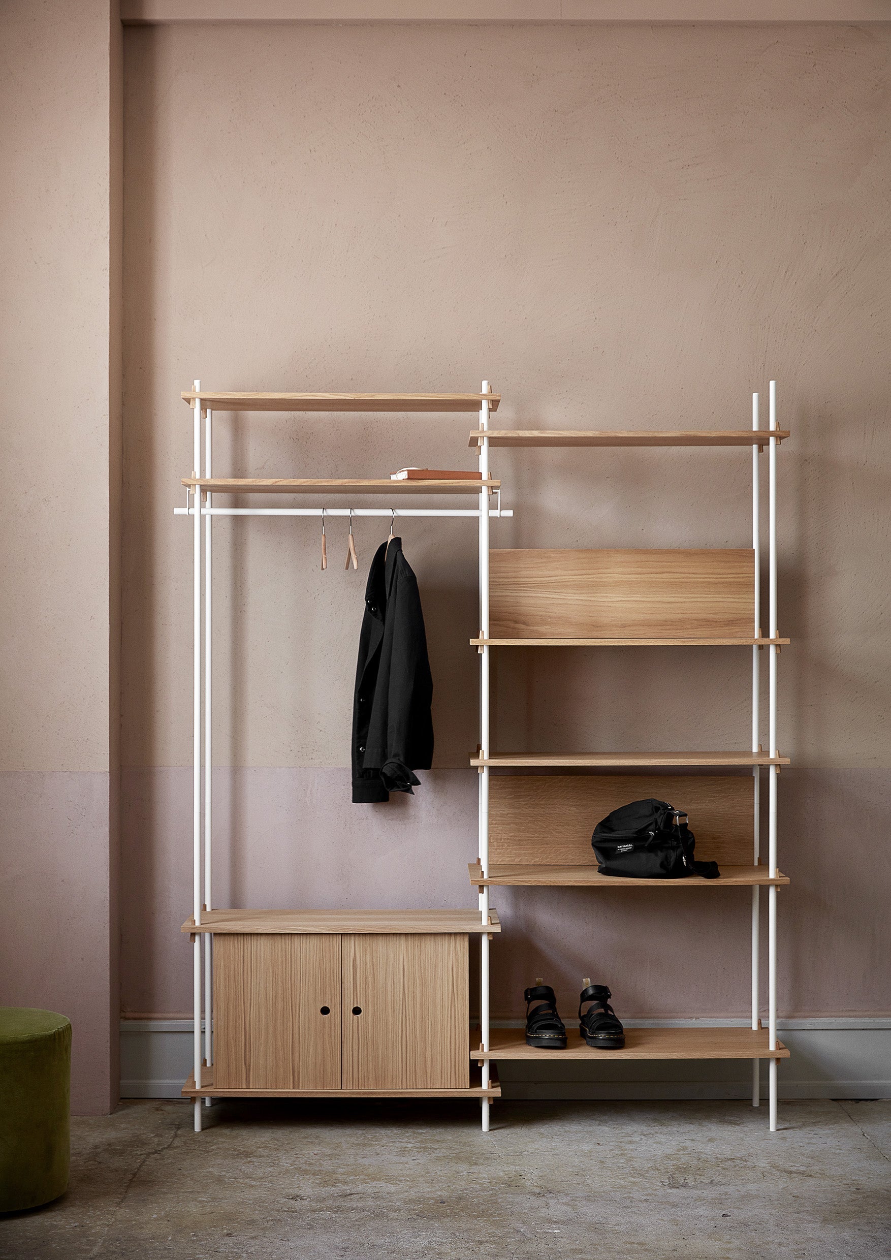 Moebe Shelving System S.200.3.A, Oak/White