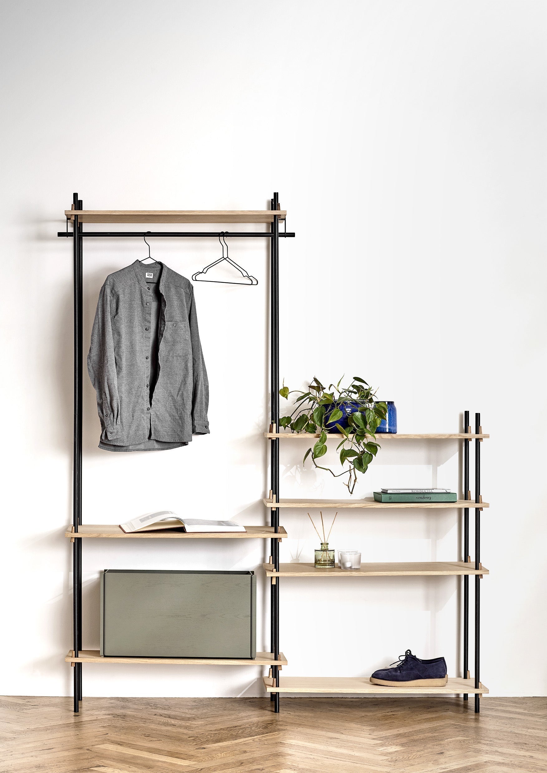 Moebe Shelving System S.255.2.A, Oak/Black