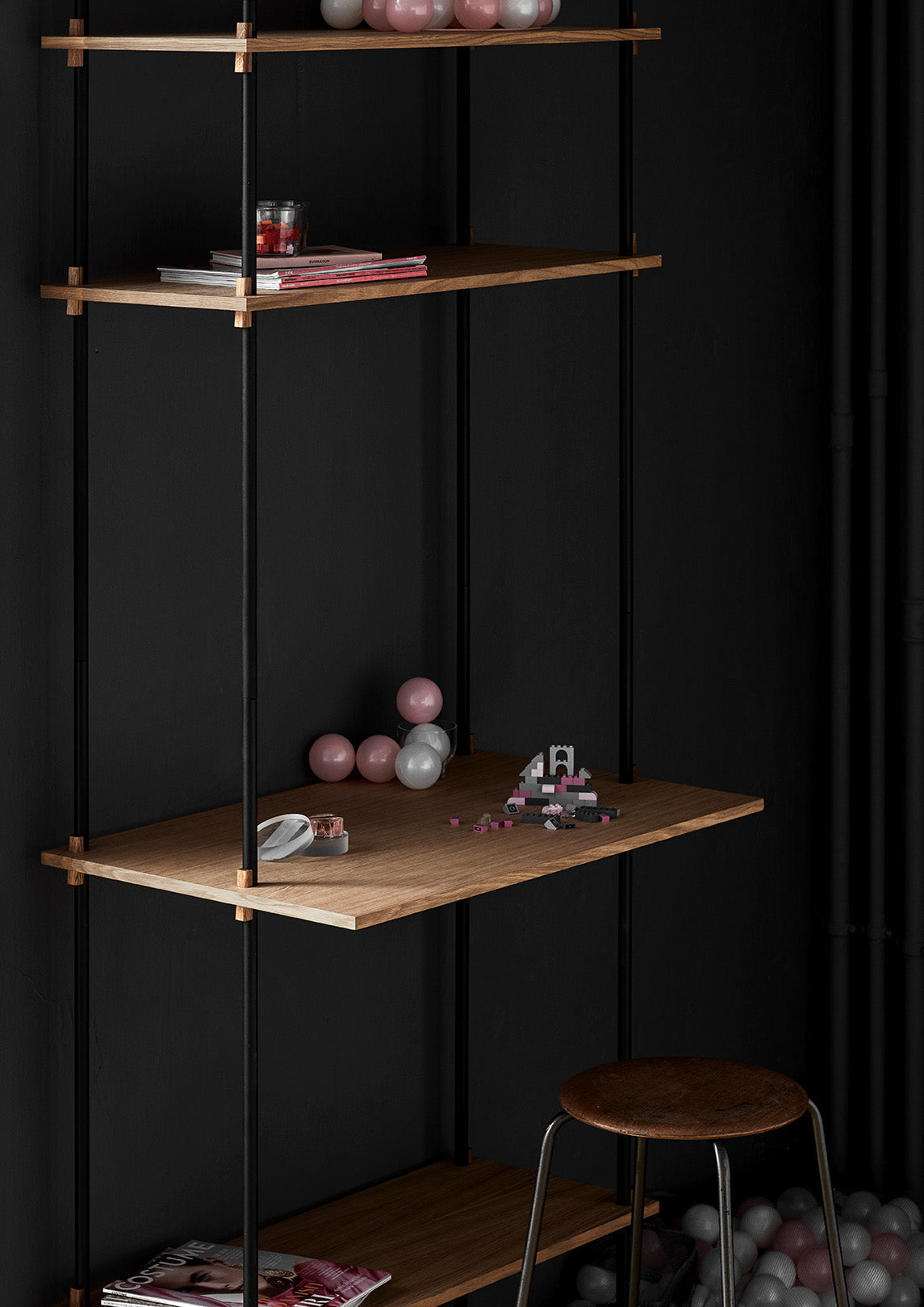 Moebe Shelving System S.255.2.A, Oak/Black