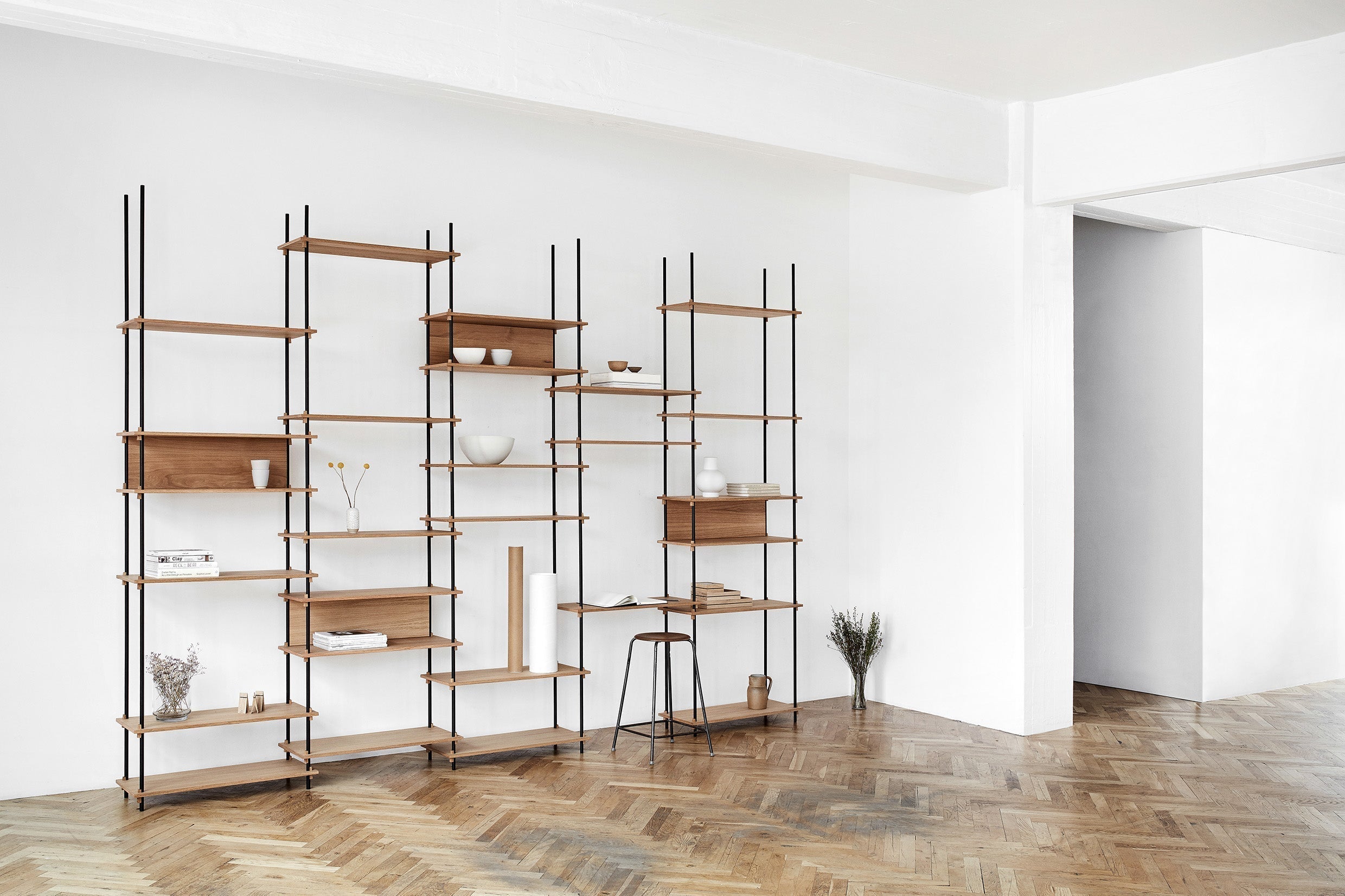 Moebe Shelving System S.255.2.A, Oak/Black