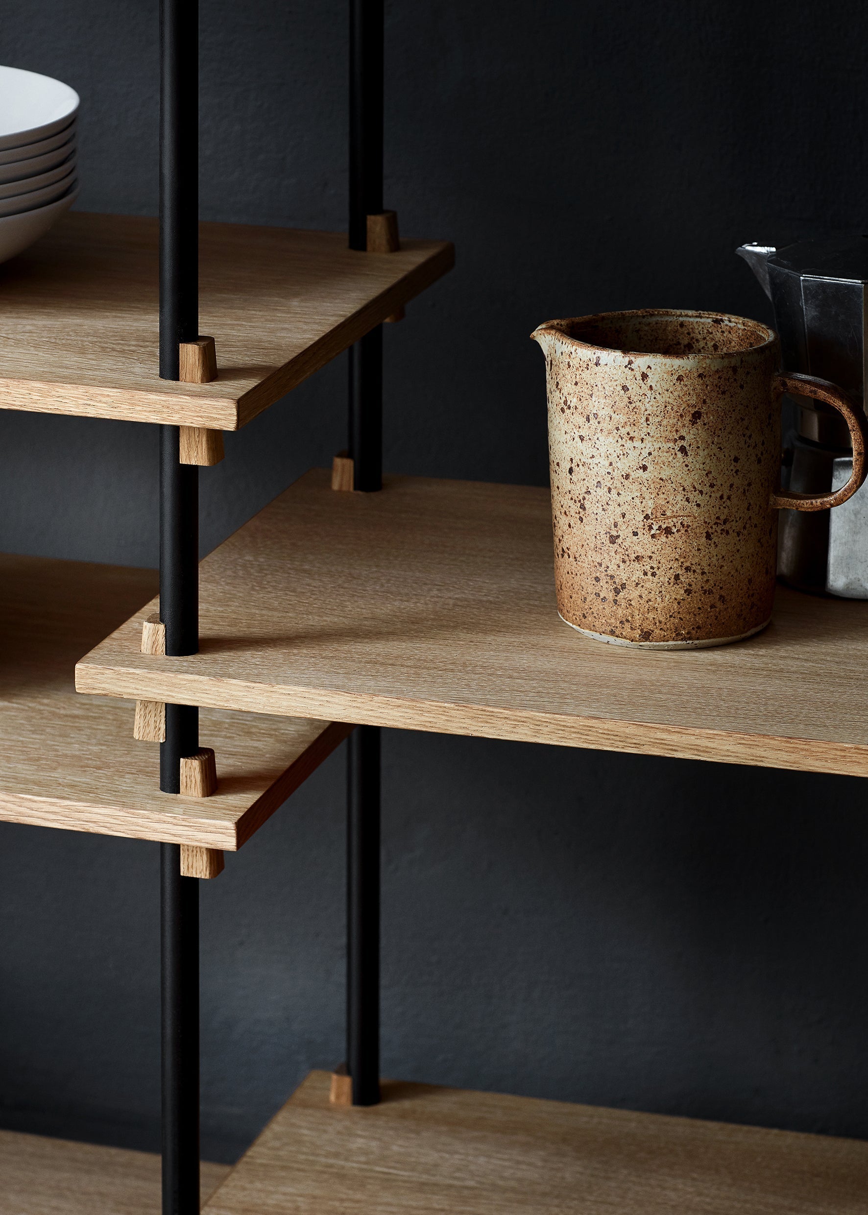 Moebe Shelving System S.255.2.E, Oak/Black