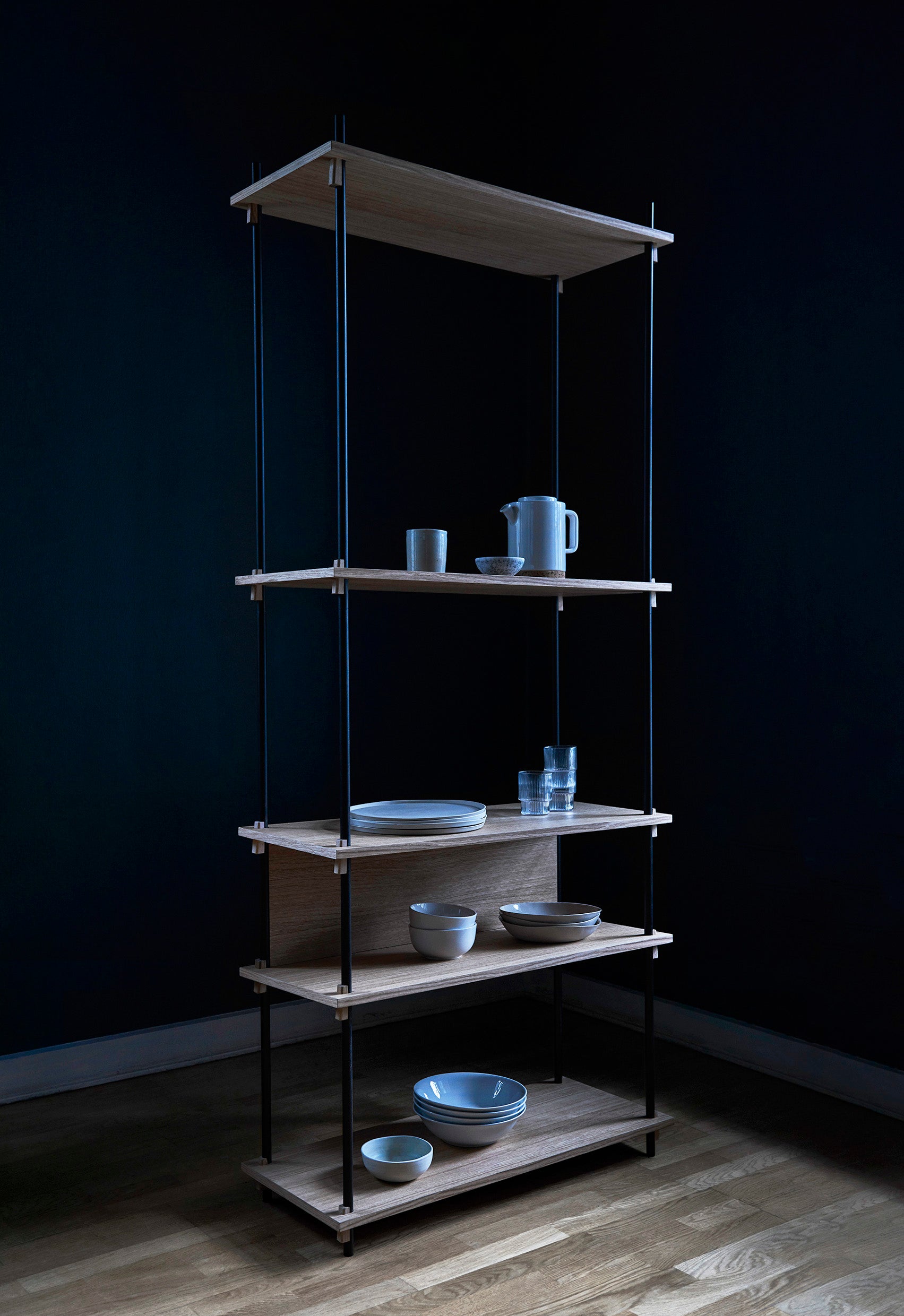 Moebe Shelving System S.255.2.E, Oak/Black