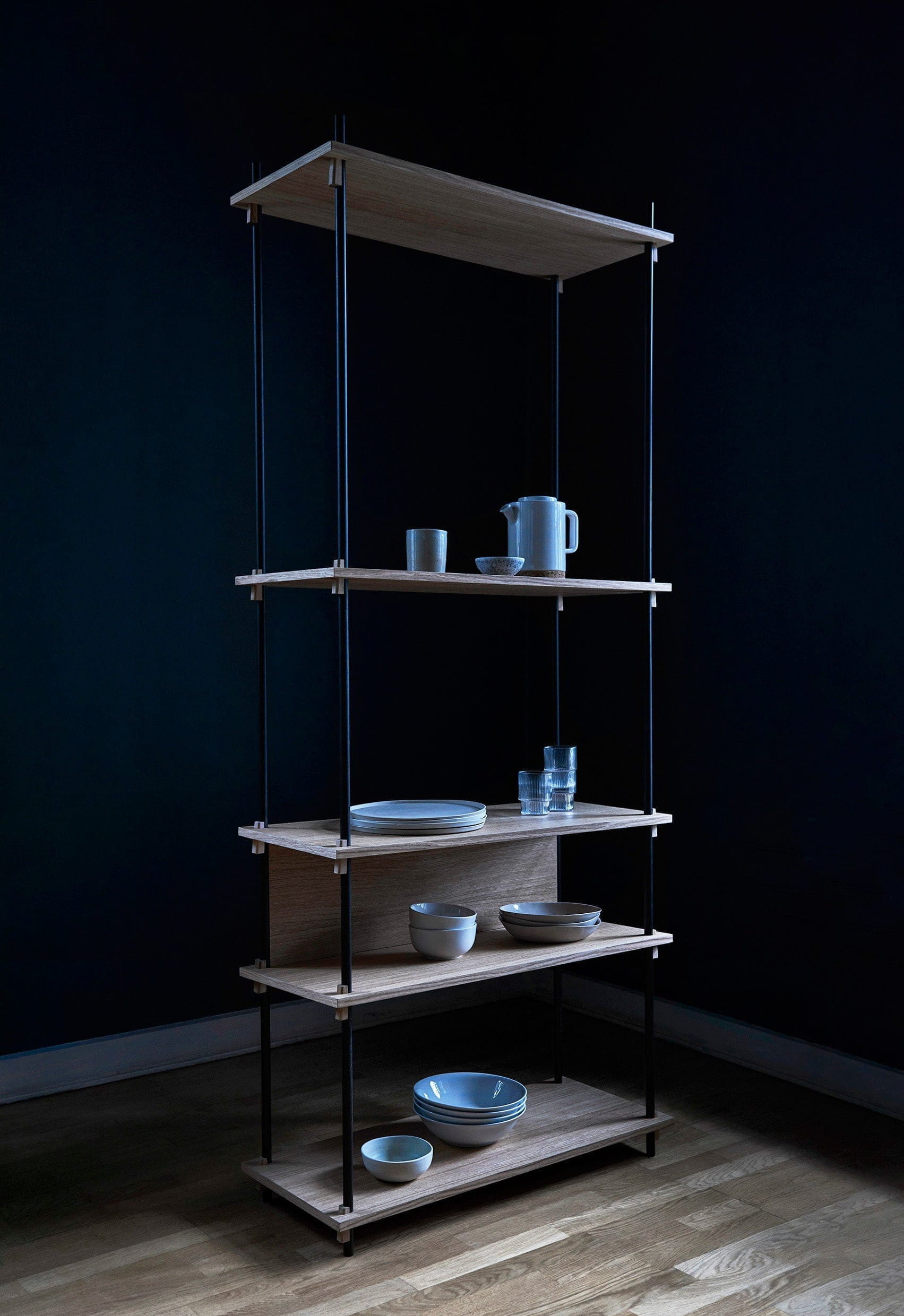 Moebe Shelving System S.255.2.A, Oak/Black